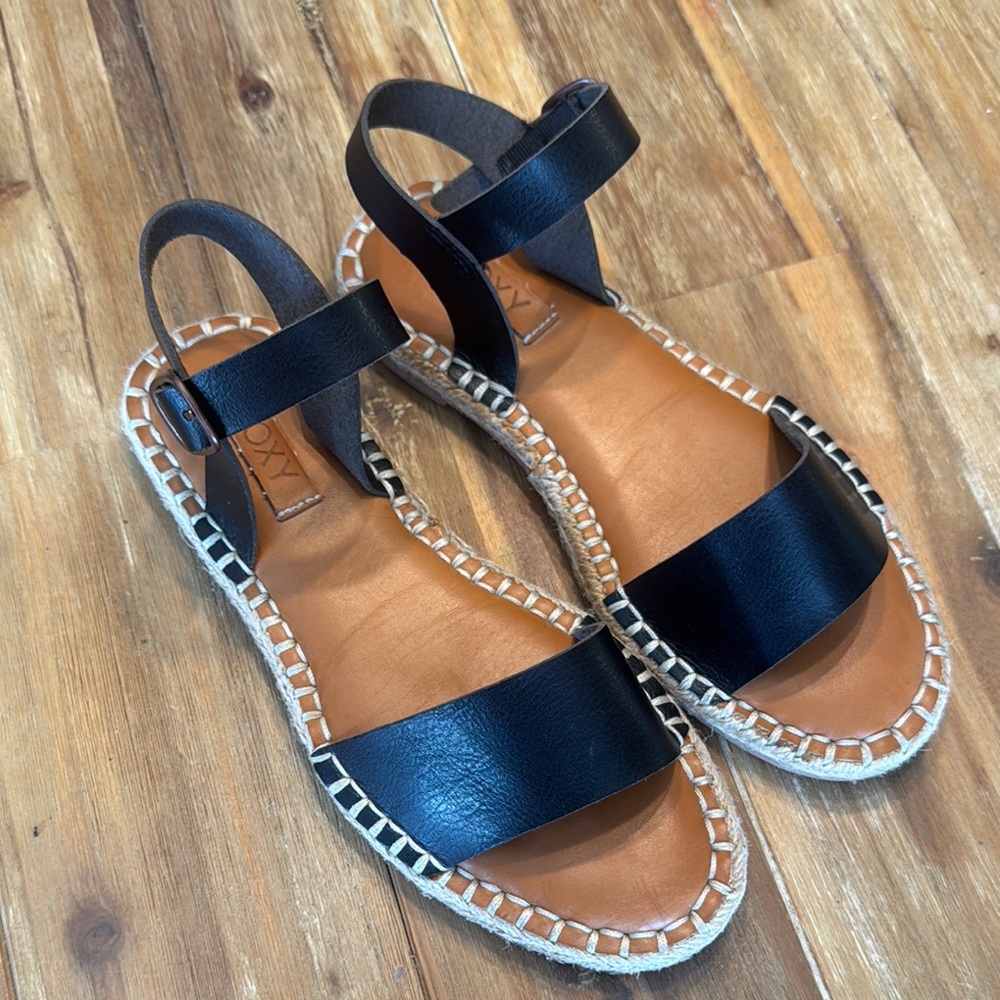 Roxy Black Leather Belinda Sandals